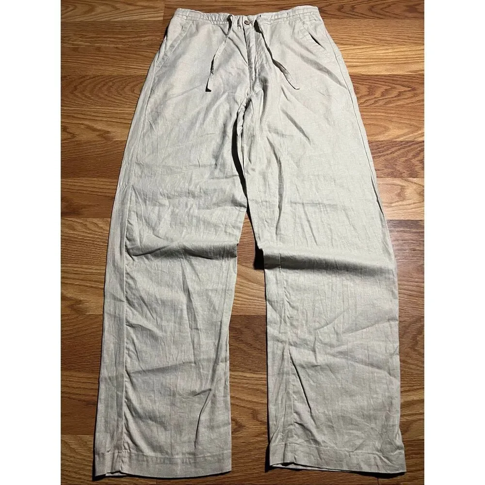 Cubavera Men’s Linen Blend Comfort Lounge Pants Medium Elastic Drawstring